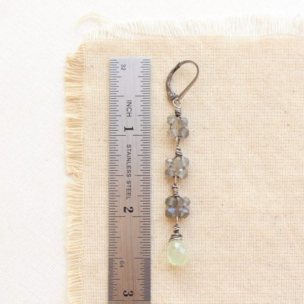 Labradorite & Prehnite Long Earrings - Image 3
