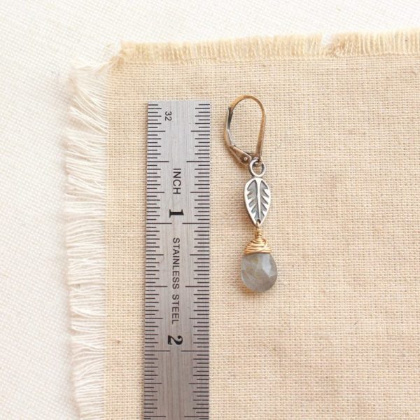 Leaf & Labradorite Mixed Metal Earrings - Image 3