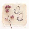 Columbine Stamped Silver Hoop Earrings - Image 2