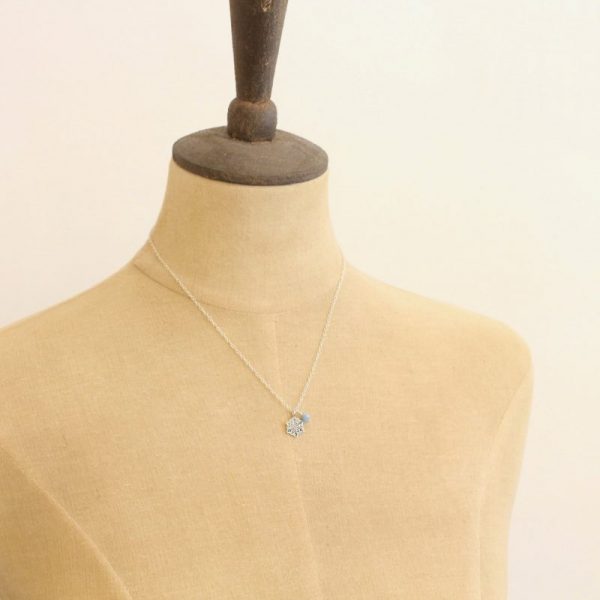 Snowflake & Aquamarine Charm Necklace - Image 3