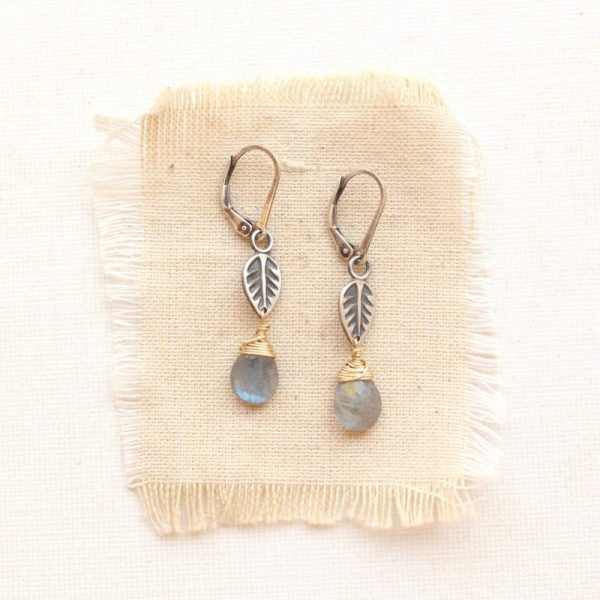 Leaf & Labradorite Mixed Metal Earrings Sarah Deangelo