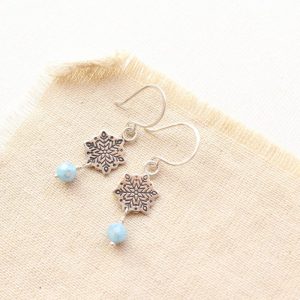 Snowflake & Aquamarine Earrings