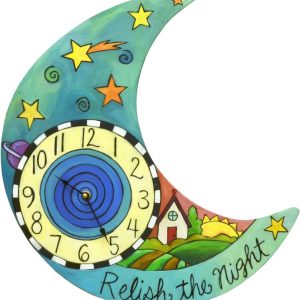 "After Midnight" Moon Shaped Clock by Sincerely Sticks