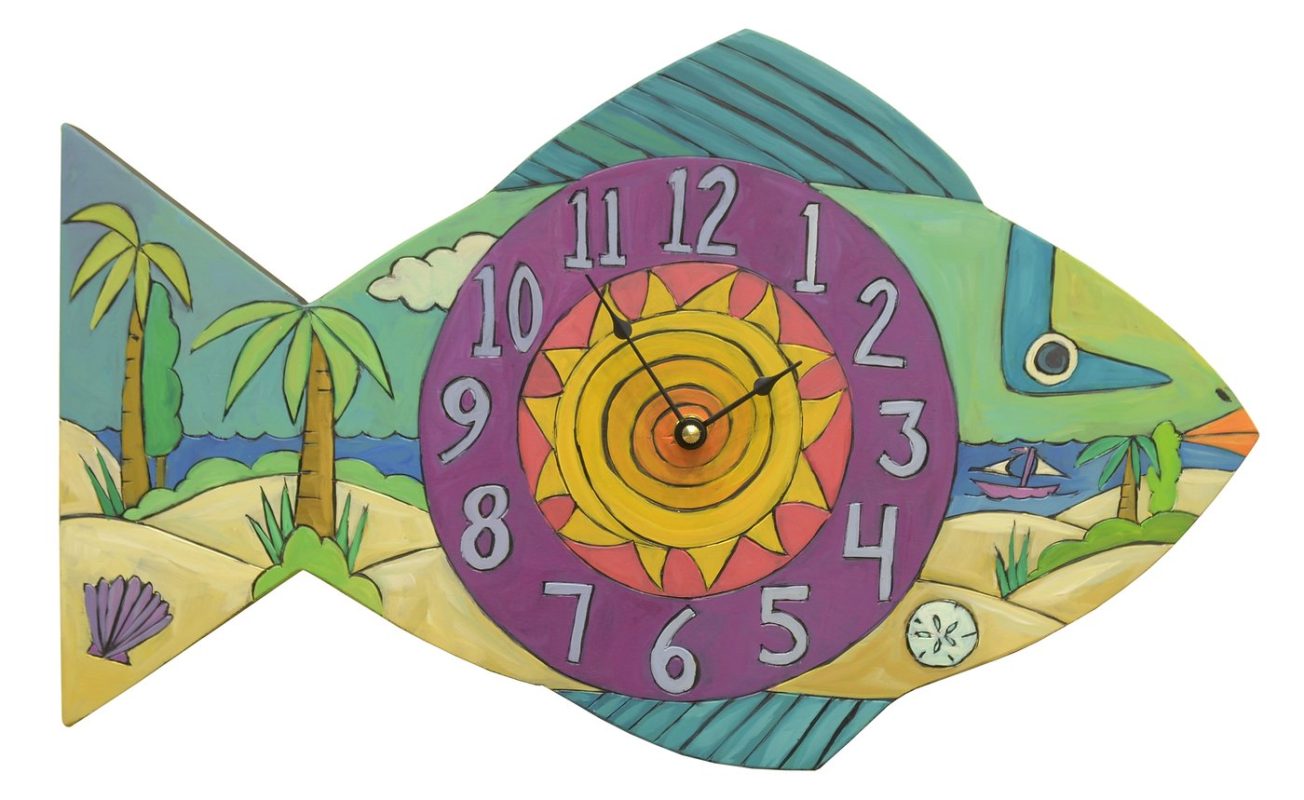 "Beach Time" Fish Shaped Clock by Sincerely Sticks