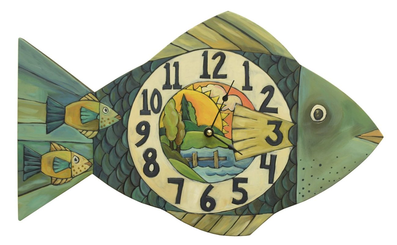 "Lake Time" Fish Shaped Clock by Sincerely Sticks