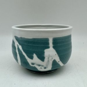 Small Turquoise & White Bowl by Margo Brown - 2802