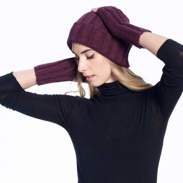 Alpaca Beanie Hat - Accordion -Marsala - Image 3