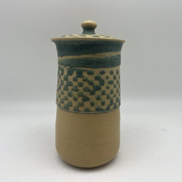 Green & Yellow Checkered Jar by Margo Brown - 3081