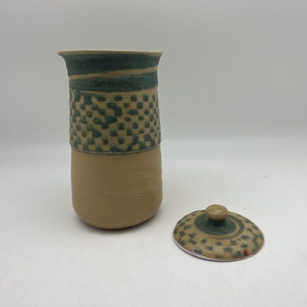Green & Yellow Checkered Jar by Margo Brown - 3081 - Image 3
