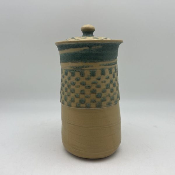 Green & Yellow Checkered Jar by Margo Brown - 3081 - Image 2