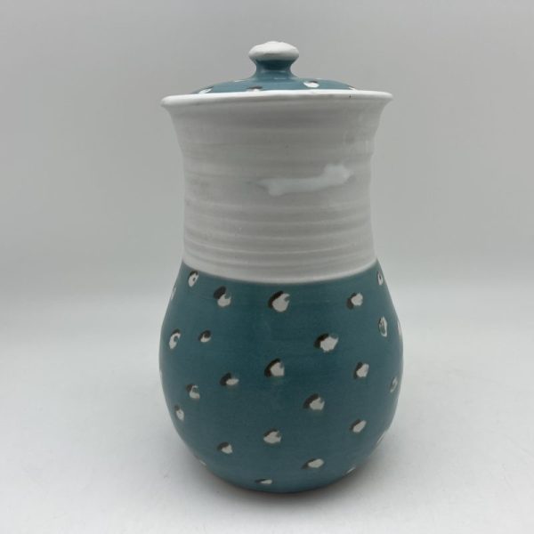 Polka-Dotted Turquoise Jar by Margo Brown - 3079