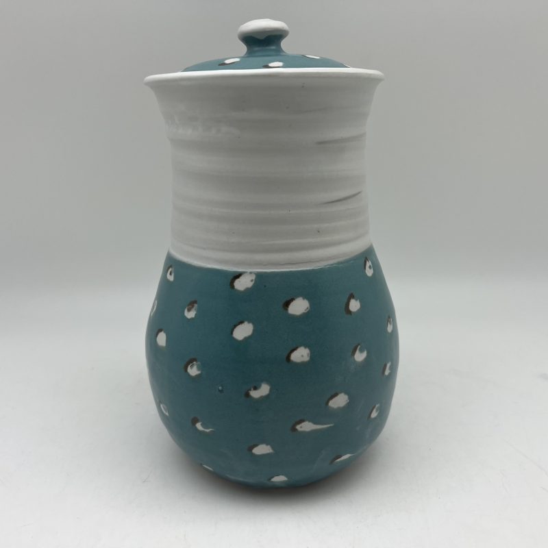 Polka-Dotted Turquoise Jar by Margo Brown - 3079