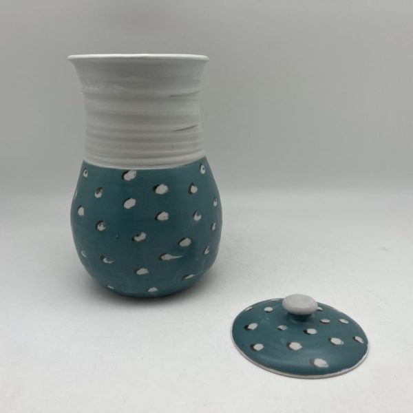 Polka-Dotted Turquoise Jar by Margo Brown - 3079 - Image 4