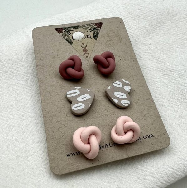 Knots & Hearts Stud Earring Set - Made By A Unicorn