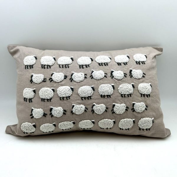 Sheep Flock Embroidered Pillow by Natural Habitat Co.
