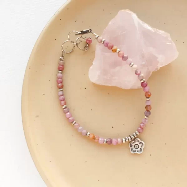Ruby Cactus Flower Charm Bracelet - Image 2