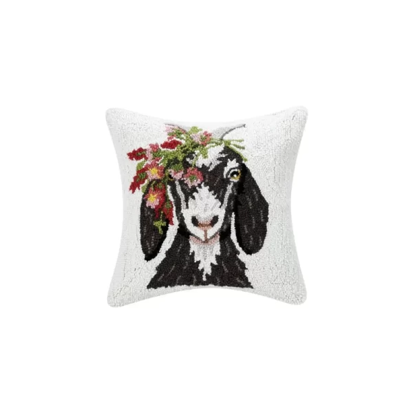 Floral Black Ram Hook Pillow