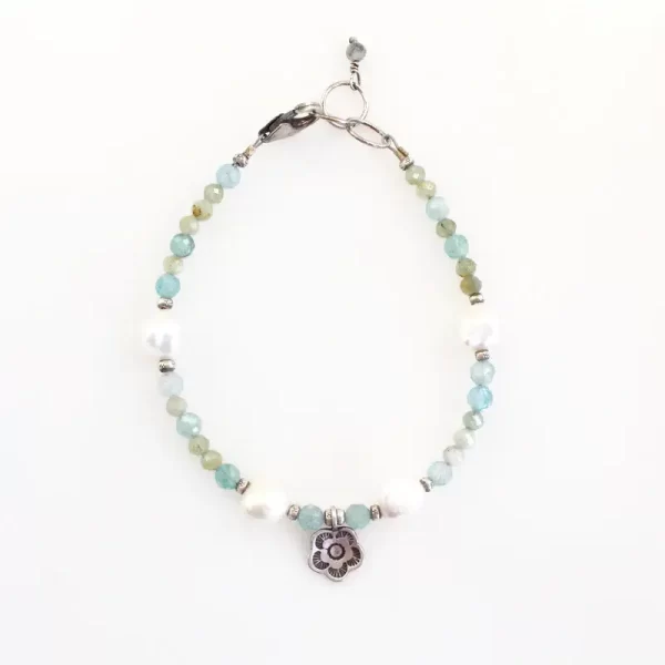 Water Lily Cactus Flower Charm Bracelet