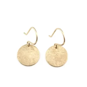 Raw Silk Textured Gold Disc Earrings