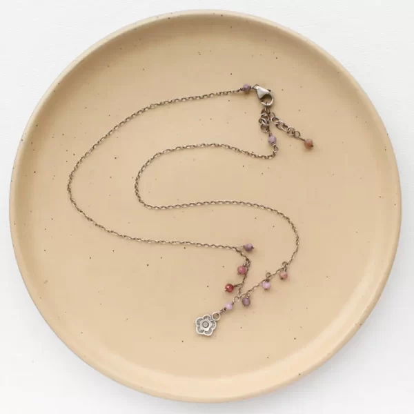 Ruby Drop Cactus Flower Necklace - Image 3