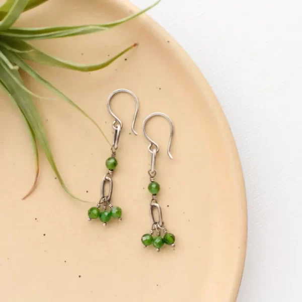 Linked Chrome Diopside Earrings - Image 3