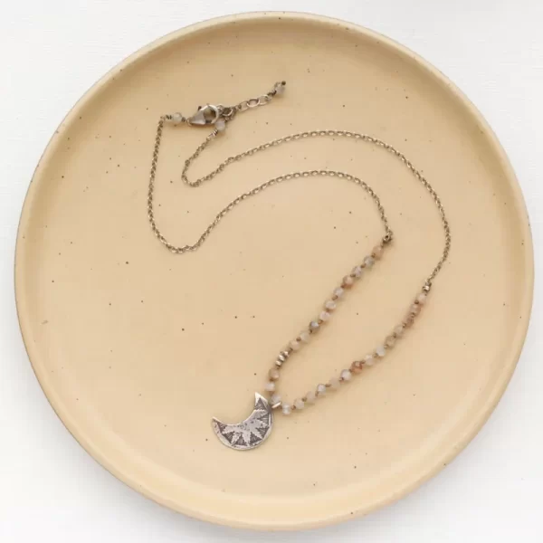 Peach Moonstone & Pakal Moon Necklace - Image 3