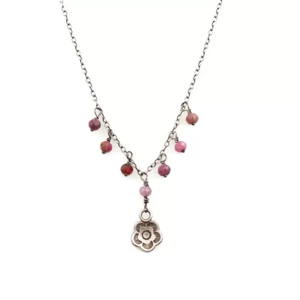 Ruby Drop Cactus Flower Necklace - Image 2