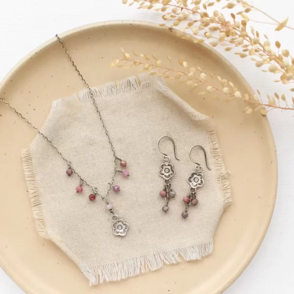 Ruby Drop Cactus Flower Necklace - Image 5