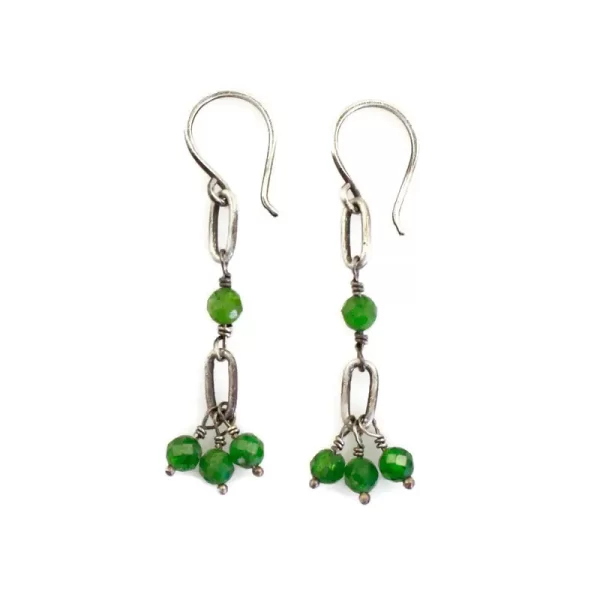 Linked Chrome Diopside Earrings