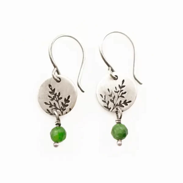 Mini Spring Sprout Chrome Diopside Dangle Earrings
