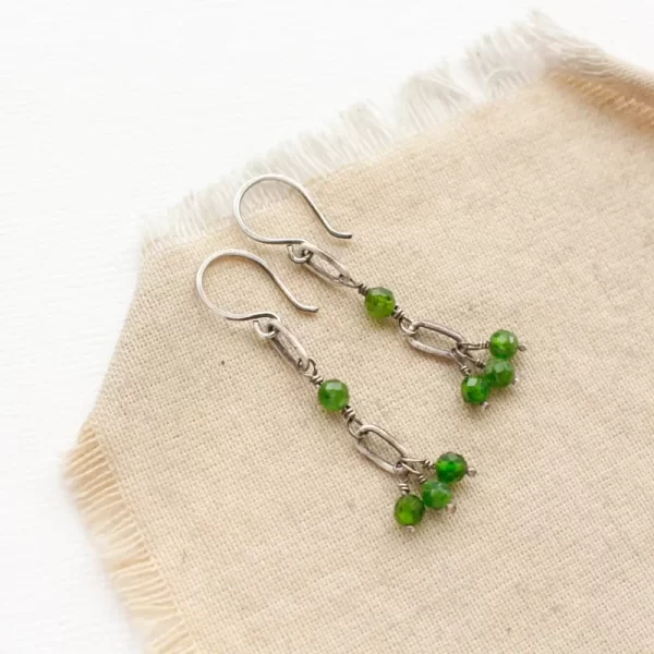 Linked Chrome Diopside Earrings - Image 2