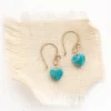 Little Turquoise Heart Earrings - Gold - Image 2