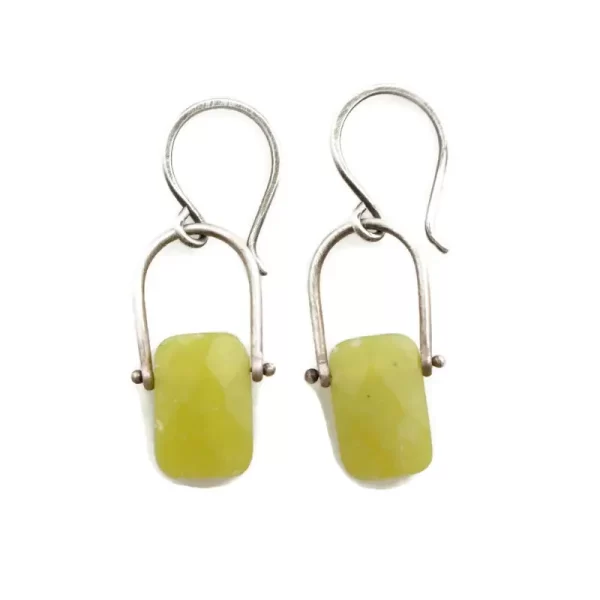 Pinned Olivine Jade Earrings