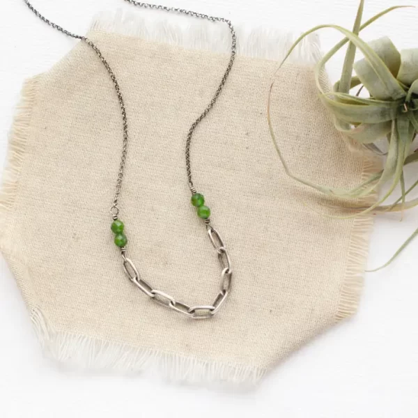 Linked Chrome Diopside Necklace