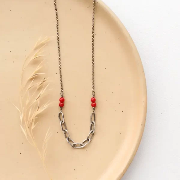 Linked Coral Necklace
