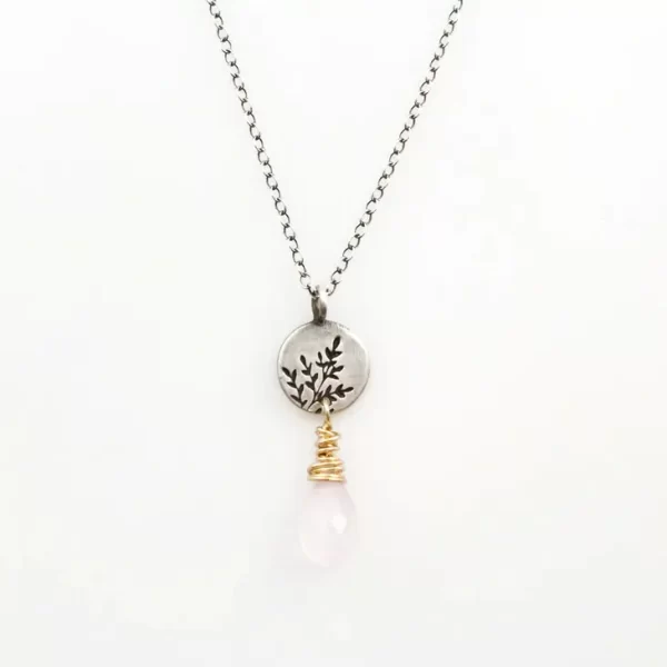 Spring Sprout Rose Quartz Necklace
