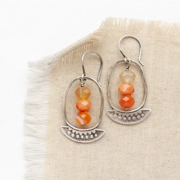 Asmi Oval Hoop Red Agate Earrings - Image 2