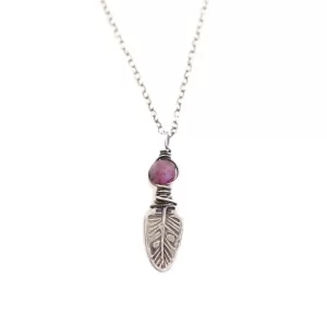 Ruby & Feather Charm Necklace