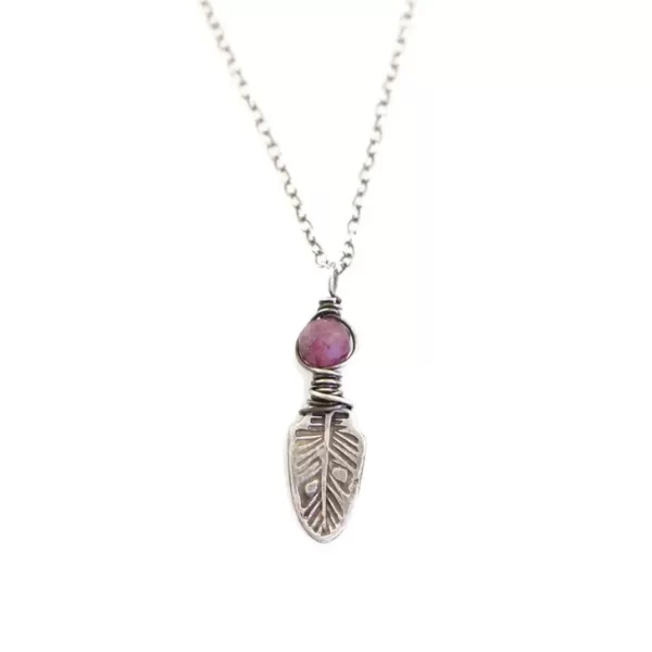 Ruby & Feather Charm Necklace