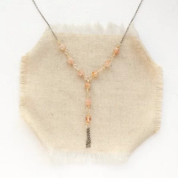 Sunstone Mixed Lariat Necklace - Image 3