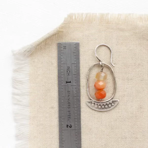 Asmi Oval Hoop Red Agate Earrings - Image 4