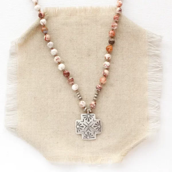 Knotted Picture Jasper Sun Cross Necklace - Image 2