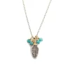 Turquoise Fringe Feather Charm Necklace - Image 2