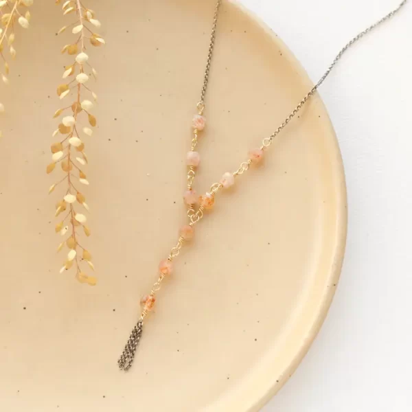 Sunstone Mixed Lariat Necklace