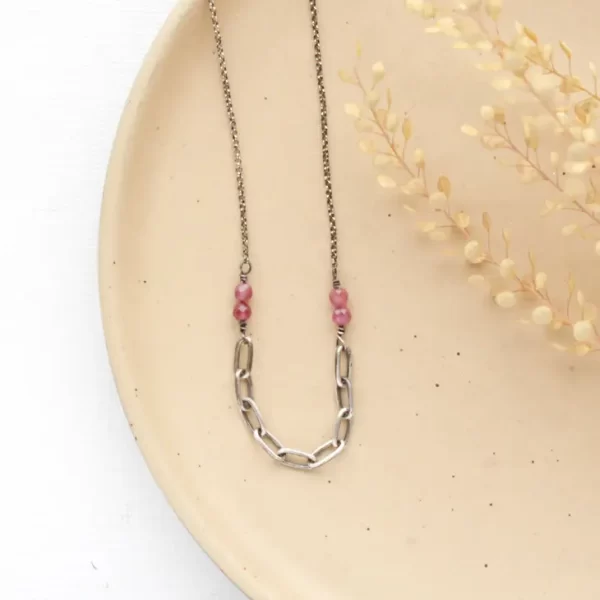 Linked Pink Tourmaline Necklace - Image 3