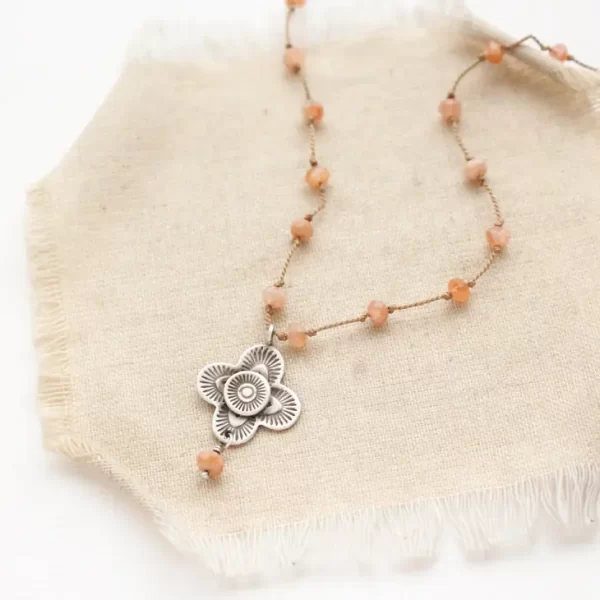 Knotted Sunstone & Layered Talara Necklace