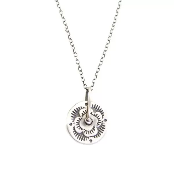 Pinned Columbine Disc Necklace