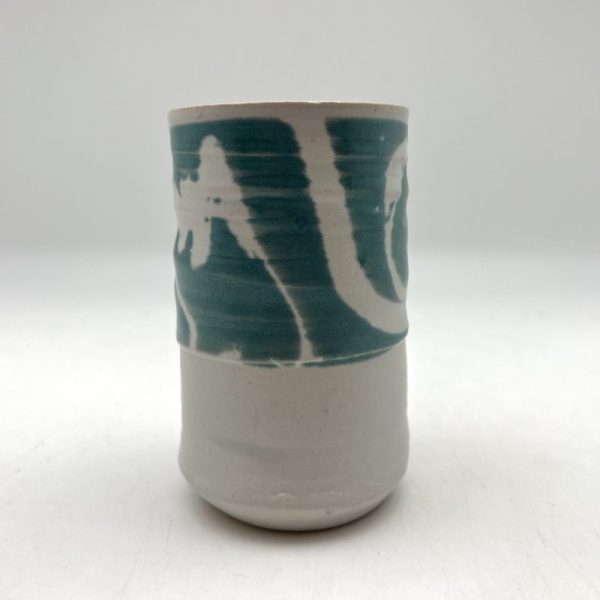 Turquoise & White Juice Glass by Margo Brown - 3695 - Image 2