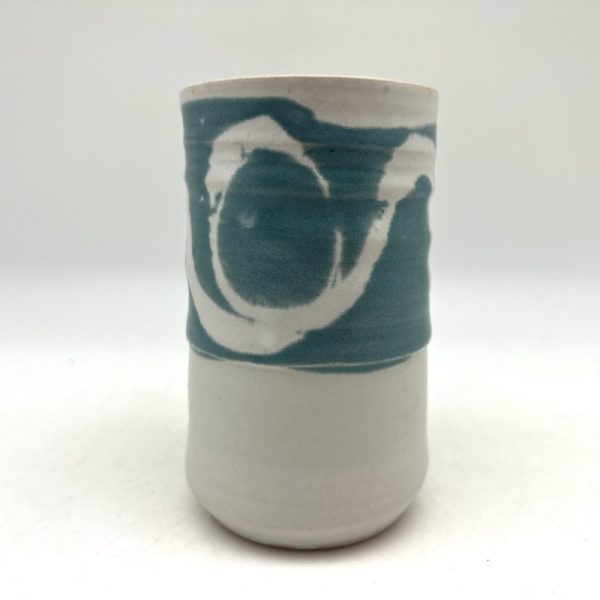 Turquoise & White Juice Glass by Margo Brown - 3695