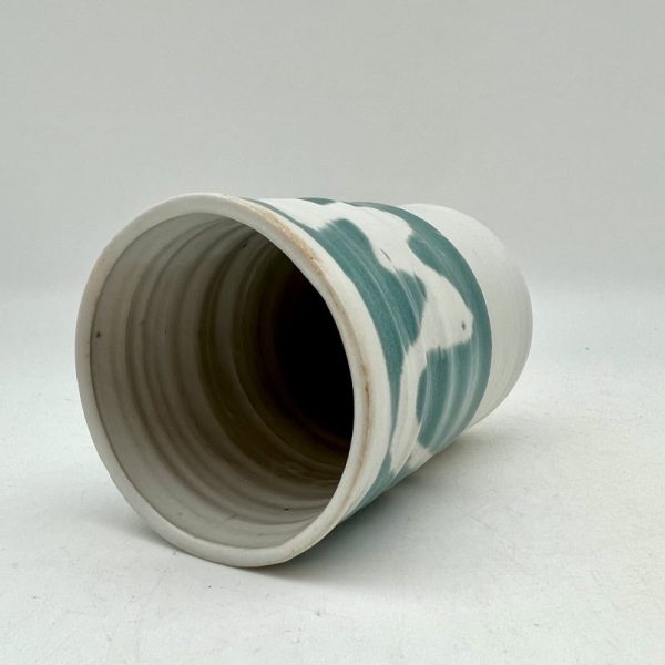 Turquoise & White Juice Glass by Margo Brown - 3695 - Image 3